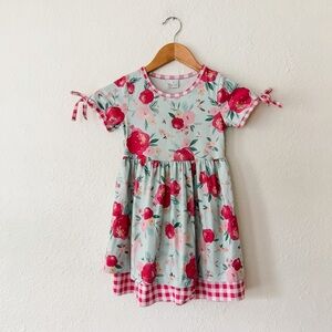 Honey Bean Girls Floral Gingham Dress